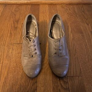 Adrienne Vittadini Taupe Leather Loafers